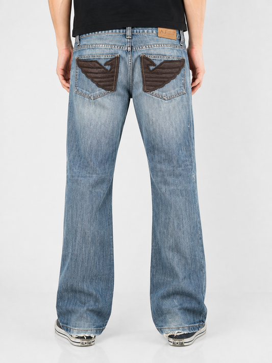 Armani jeans — worn on model, detail