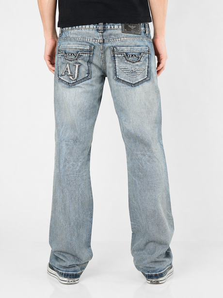 Armani Jeans Light Wash AJ Logo Straight Jeans