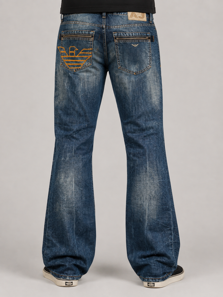 Armani Dark Wash Eagle Straight Jeans